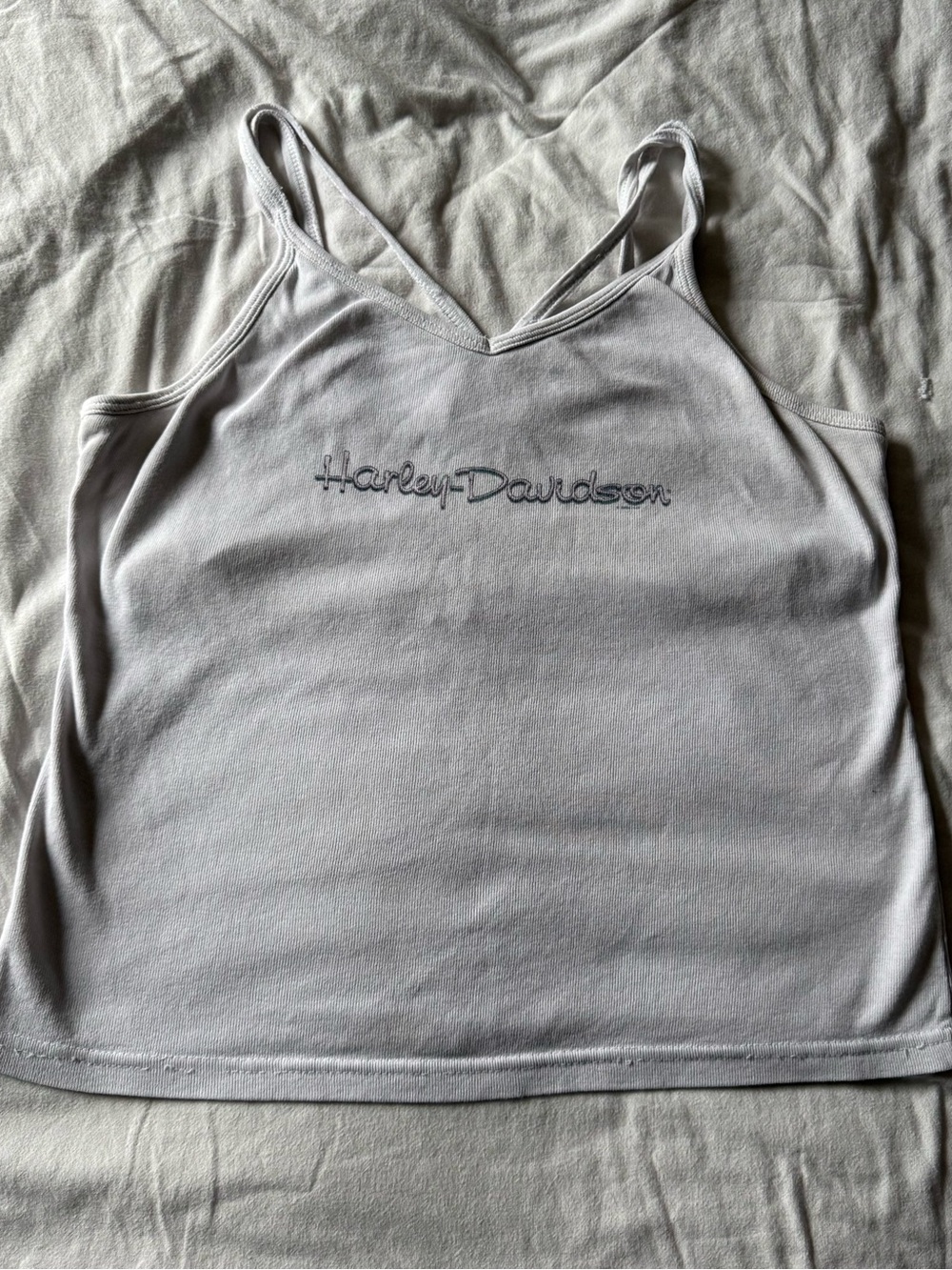 Vintage y2k Harley-Davidson White Spaghetti Strap Logo Tank